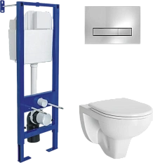 Унитаз с инсталляцией BERGES Gamma кнопка хром Soft Touch