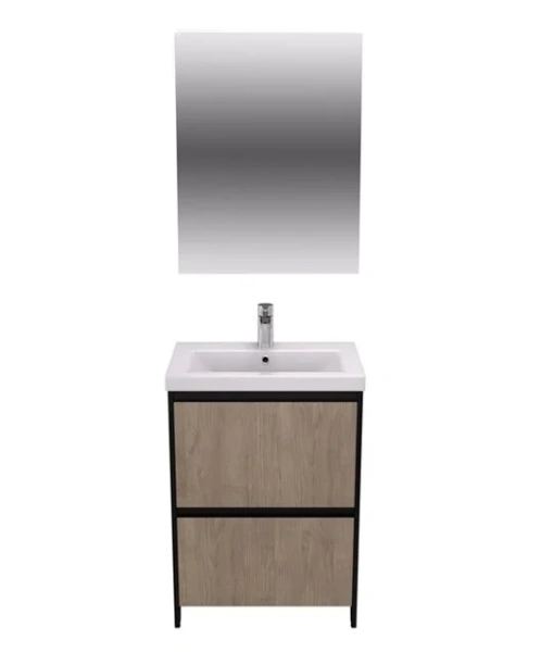 Тумба под раковину напольная Velvex Klaufs 60 см черная/дерево шатане tnKLA.60.2Y-617.217 (детальная фотография), моноблок