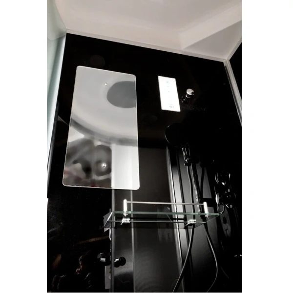 Душевая кабина Deto B 100х100 см раздвижные двери B10SLEDBLACK (детальная фотография), стеклянные, рифленые