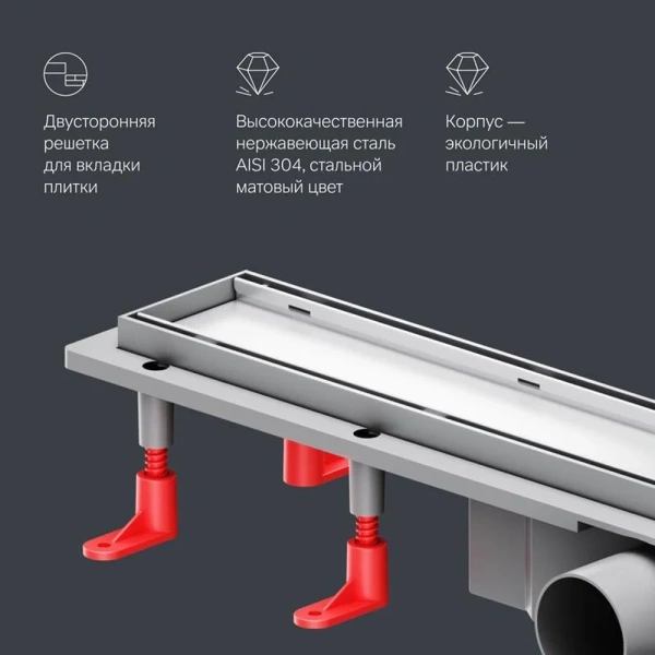 Душевой лоток Am.Pm PrimeFlow 60 см хром матовый W02SC-U11-060-04SB (детальная фотография), матовый хром index_1
