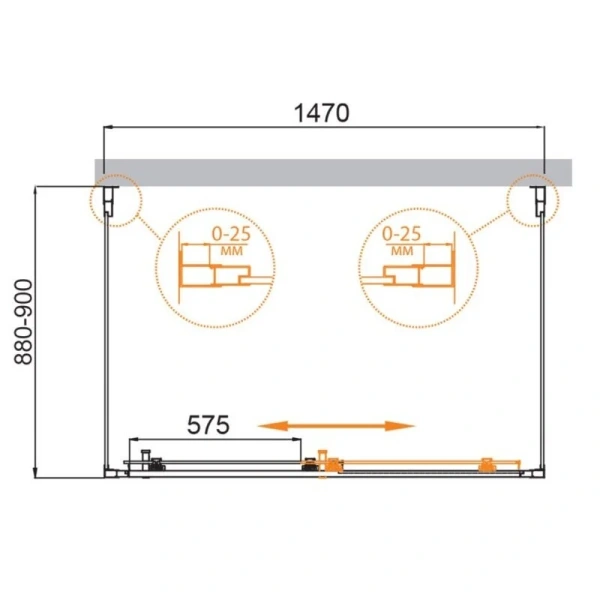 Душевой уголок Cezares Molveno 150х90 см рифленое стекло MOLVENO-AH-12-150/90-P-Cr (детальная фотография), прямоугольные