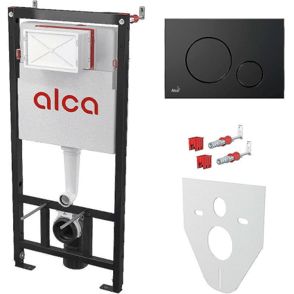 Инсталляция для унитаза Alcaplast кнопка смыва черная AM101/1120-4:1 RU M678-0001 (детальная фотография)