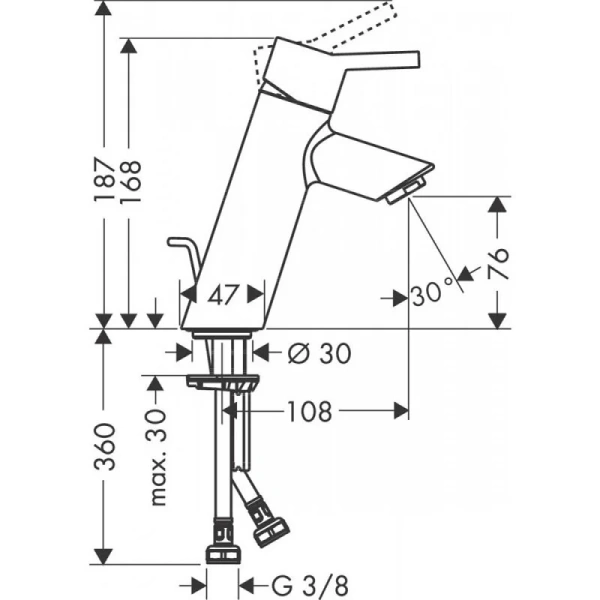 Смеситель для раковины Hansgrohe Talis 32040000 (детальная фотография), для раковины
