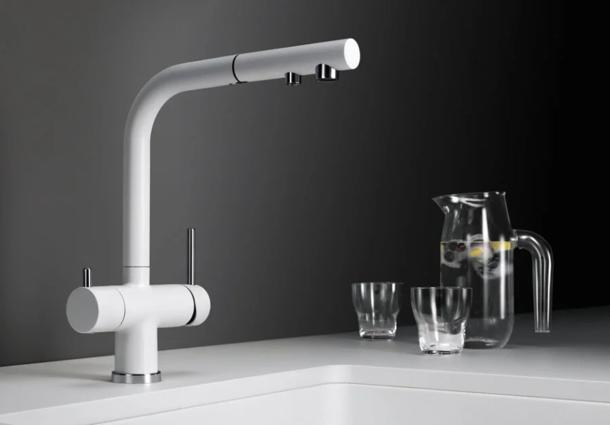 Смеситель для питьевой воды Blanco Fontas II алюметаллик 525140 (детальная фотография), высокие, округлая форма, для питьевой воды с фильтром