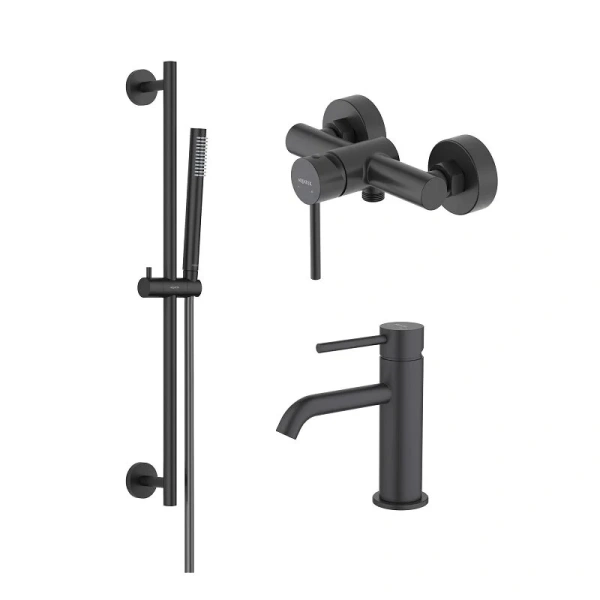 Душевой комплект Акватек Европа черный матовый AQ1331MB (детальная фотография)