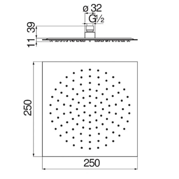 Верхний душ Nobili Rubinetterie квадратный AD139/134CR (детальная фотография), верхние души