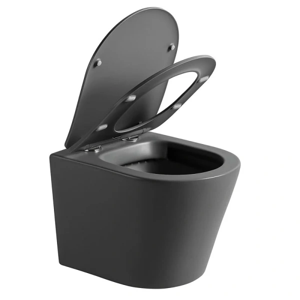 Унитаз подвесной Vincea Piatti антрацит матовый VT1-11SMA (детальная фотография), безободковые, сиденье с микролифтом , с антивсплеском