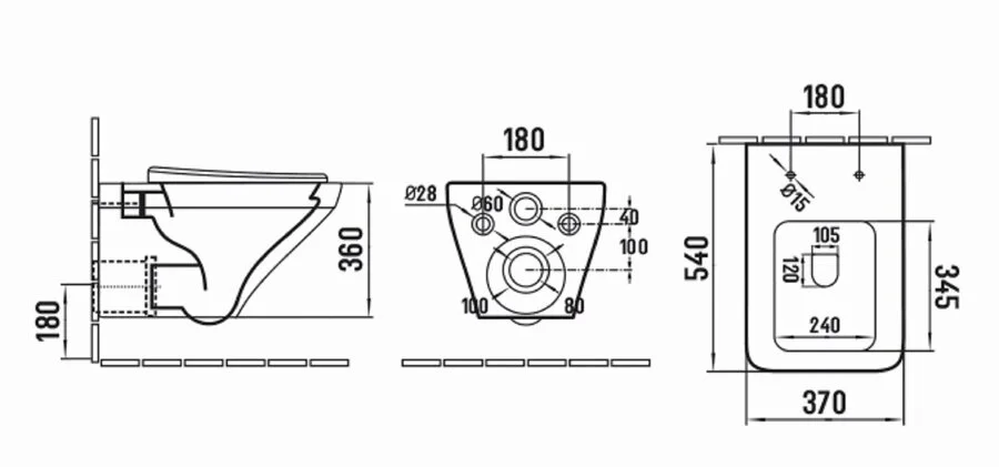 Унитаз подвесной SantiLine безободковый SL-5003 (детальная фотография), подвесные, встраиваемые