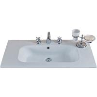 Раковина-консоль, 3 отверстия под смеситель, с кольцом перелива в цвете хром, La Beaute Cornelia
