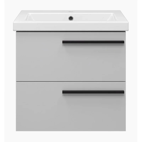 Тумба с раковиной подвесная Misty Ненси 60 см с 2 ящиками (детальная фотография)