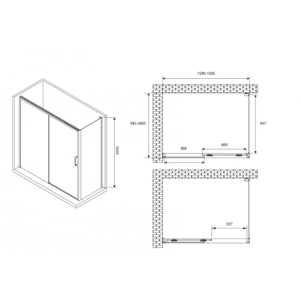 Душевой уголок Abber Komfort 130х100 см профиль хром AG93130-S102 (детальная фотография), прямоугольные
