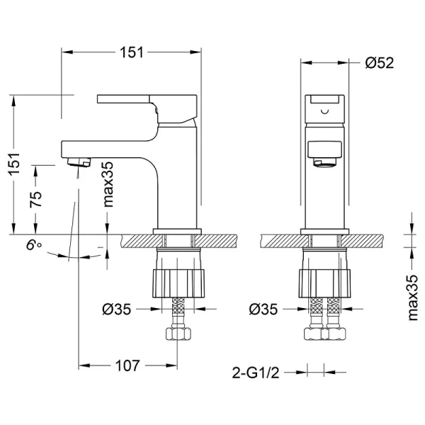 Смеситель для раковины Lemark Aura LM0606C (детальная фотография), для раковины