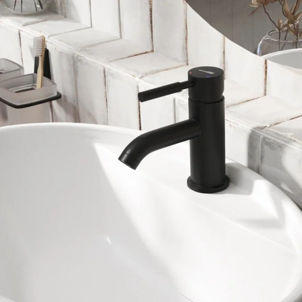 Смеситель для раковины WasserKRAFT Gollach черный 3305 (детальная фотография), современные, hi-tech