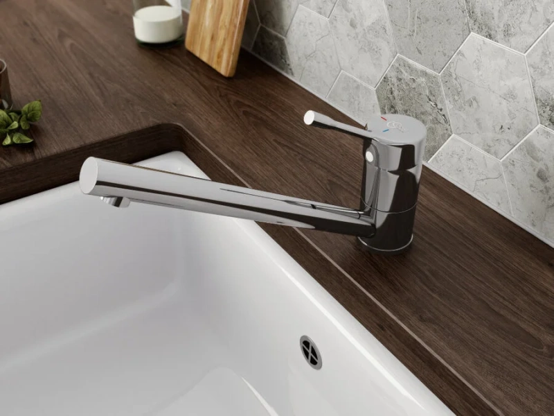 Смеситель для кухни Ideal Standard Ceralook серебряный шторм BC292GN (детальная фотография), современные, hi-tech