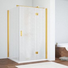 Душевой уголок профиль золотой стекло шиншилла Vegas-glass