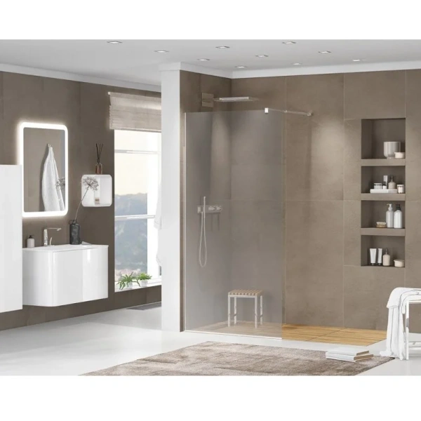 Душевая перегородка Cezares Liberta 110 см стекло графит, профиль хром LIBERTA-L-1-110-120-GR-Cr (детальная фотография), тонированные