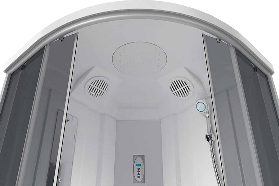 Душевая кабина Erlit Comfort ER2509TP-C 90х90 см с гидромассажем (детальная фотография), угловые, недорогие, для дачи, с гидромассажем, c тропическим душем, с вентиляцией, с крышей, с сиденьем