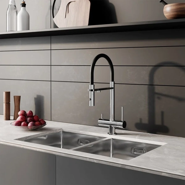 Смеситель для питьевой воды IDDIS Ace с гибким изливом хром ACESBFFi05 (детальная фотография), высокие, из латуни, округлая форма, для питьевой воды с фильтром