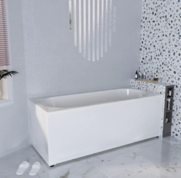 Акриловая ванна Радомир Вальс 1-01-4-0-1-336К, 170 х 70 см, каркас, фронтальный экран, сифон, слив-перелив автомат в комплекте, белая/бронза (детальная фотография), прямоугольные