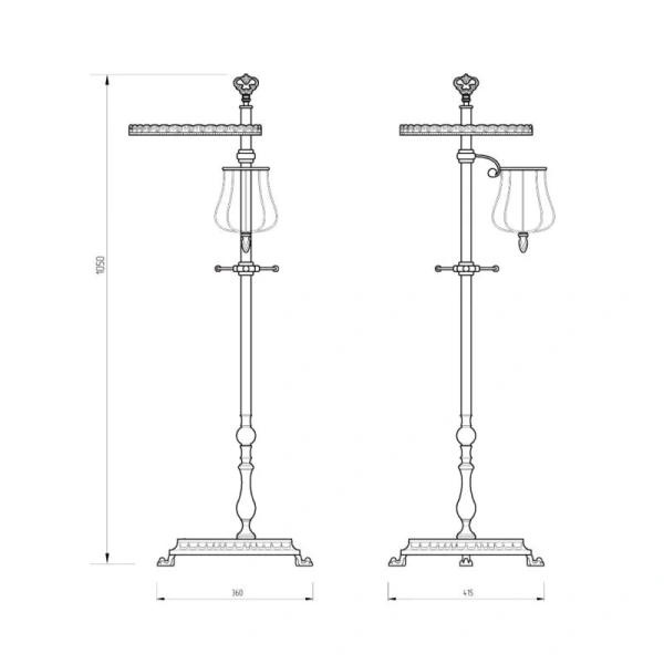 Стойка для ванной Migliore Elisabetta бронза 17014 (детальная фотография), классические, ретро, декорированные