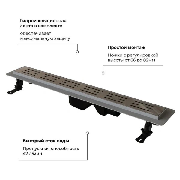 Душевой лоток RGW Drain Leo 80 см хром 60212080-01 (детальная фотография), стандартные