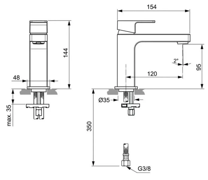 Смеситель для раковины Ideal Standard Edge хром A7104AA (детальная фотография), для раковины