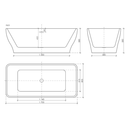 Ванна акриловая Sancos Neo 170x80 см прямоугольная FB09 (детальная фотография), прямоугольные
