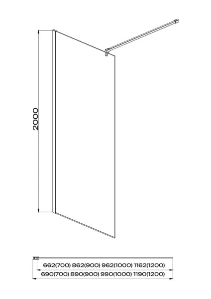 Душевая перегородка Акватек 70 см стекло прозрачное AQ WIW 07020CH (детальная фотография), современные, hi-tech