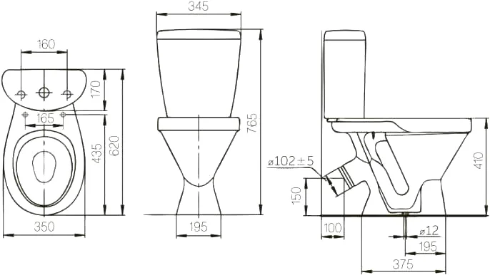 Унитаз компакт Rosa Элегант белый Вн УнБ30 (детальная фотография), с бачком