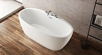 Ванна акриловая BelBagno 150х80 см овальная в комплекте со сливом-переливом цвета хром