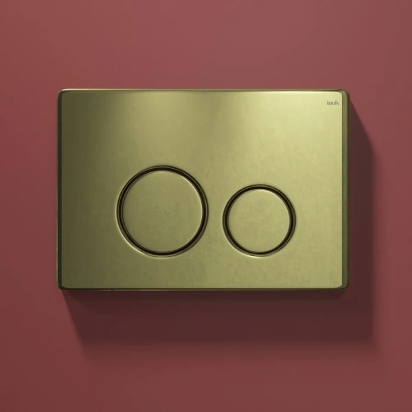 Клавиша смыва IDDIS Unisteel универсальная золото UNS01GGi77 (детальная фотография), слив эконом-стандарт с двумя клавишами