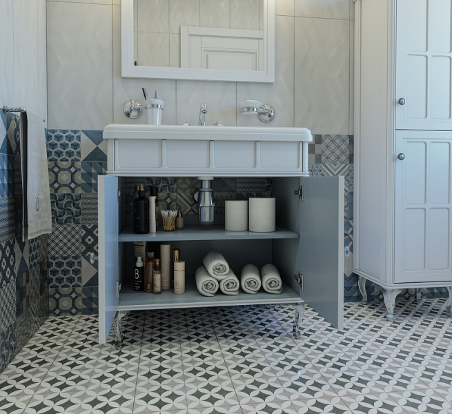 Тумба под раковину напольная Caprigo Borgo 80 см белая 33412CH-B231 (детальная фотография), напольная, пристенная