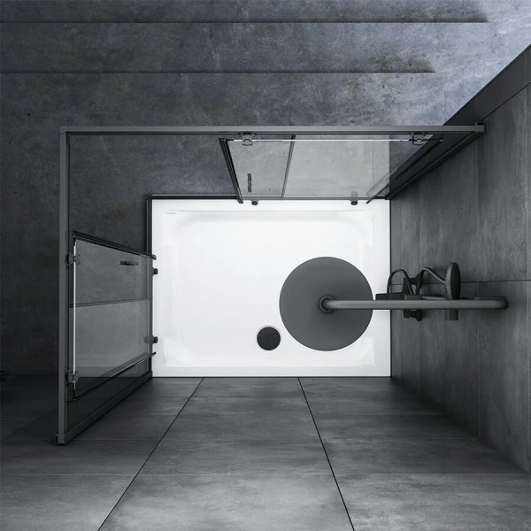 Душевой уголок Am.Pm Gem 120х90 см профиль черный W90G-404-120290-BT (детальная фотография), прозрачные