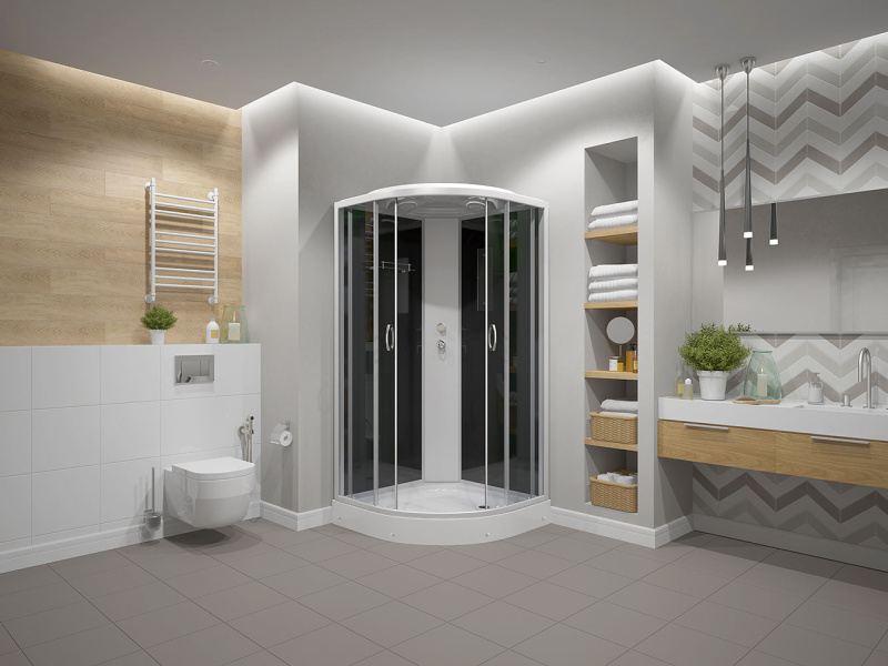 Душевая кабина Erlit Comfort ER3510P-C 100х100 см угловая (детальная фотография), хромированный профиль