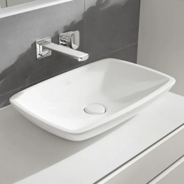 Раковина Villeroy & Boch Loop & Friends 58 см ярко-белая, с покрытием CeramicPlus 515400R2 (детальная фотография), современные, hi-tech