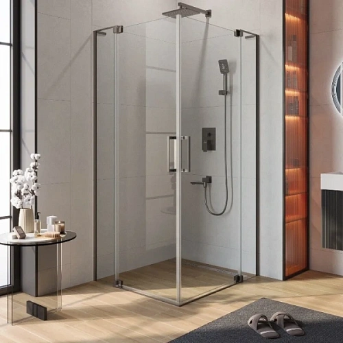 Душевой уголок Cezares Slider 90х110 см стекло прозрачное профиль оружейная сталь - фото 10