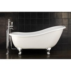 Ванна чугунная без отверстий под смеситель, ножки Deco, цвет полированный алюминий, Devon&Devon Regina