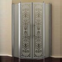 Душевой уголок, профиль бронза, матовое стекло, прозрачный узор, Romance Collection Malme