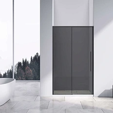 Душевая дверь в нишу Vincea Slim-N 130 см профиль черный стекло тонированное
