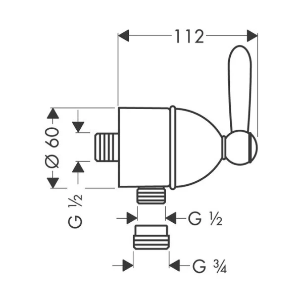 Кран запорный хром Axor Carlton 17882000 (детальная фотография), по запросу