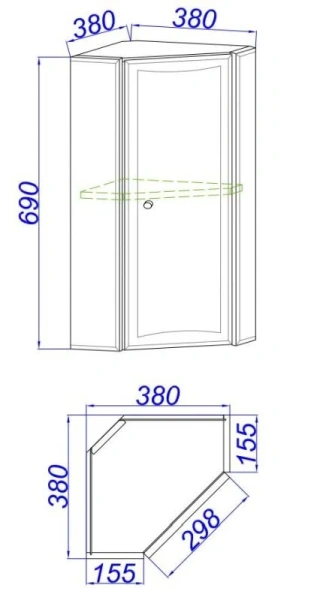 Шкаф подвесной Aqwella Барселона 38 см угловой Ba.04.36 (детальная фотография), в наличии