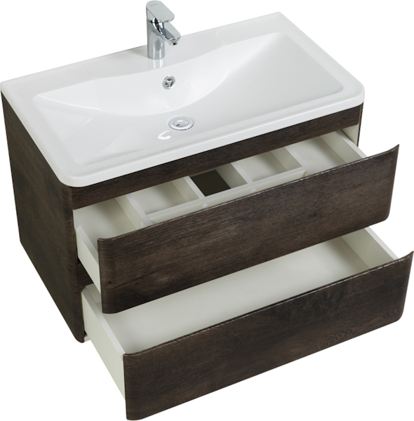 Тумба под раковину подвесная BelBagno Albano 80 см с двумя выкатными ящиками, nature grigio ALBANO-800-2C-SO-RNG (детальная фотография), 80 см