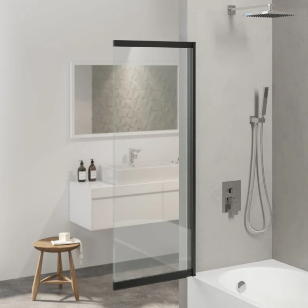 Шторка для ванны Berges River S Slider Black 98х145 см прозрачное стекло, профиль черный 065015 (детальная фотография), современные, hi-tech