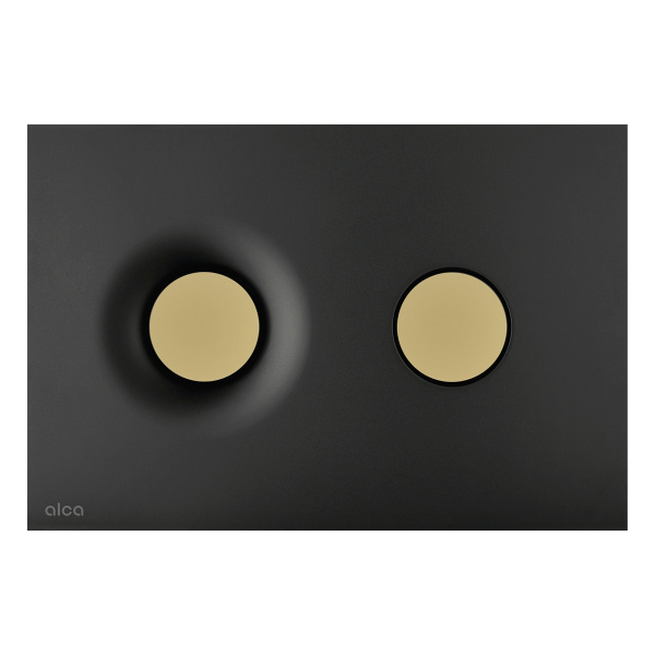 Клавиша смыва Alcaplast черная матовая/кнопки золото матовое M1978-7 (детальная фотография)
