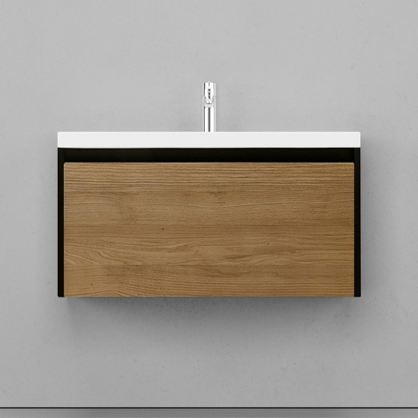 Тумба под раковину подвесная Velvex Klaufs 88 см черная/шатане tpKLA.90.1Y-617.217 (детальная фотография), по запросу