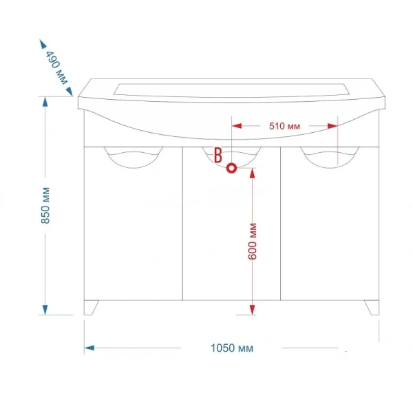 Тумба под раковину напольная Misty Лаванда 105 см белая Э-Лав01105-011Пр (детальная фотография), в наличии