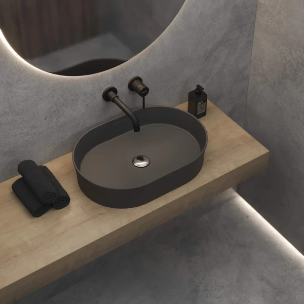 Раковина BERGES Ego 55 см матовый антрацит 181212 (детальная фотография), современные, hi-tech