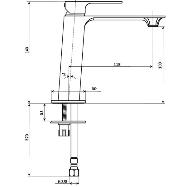 Смеситель для раковины Kerama Marazzi Fioretto без донного клапана V2CR205KM (детальная фотография), для раковины