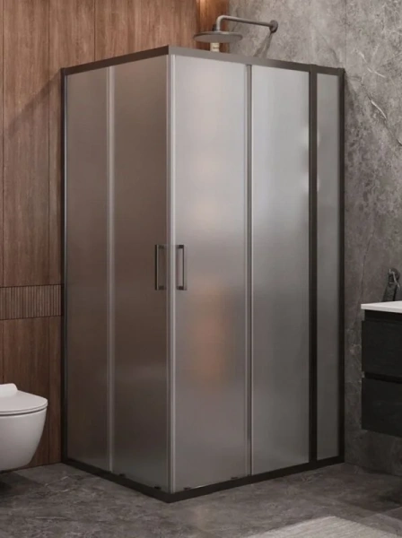 Душевой уголок Cezares Molveno 110х90 см стекло рифленое профиль оружейная сталь MOLVENO-AH-21-90+20-P-GM (детальная фотография)