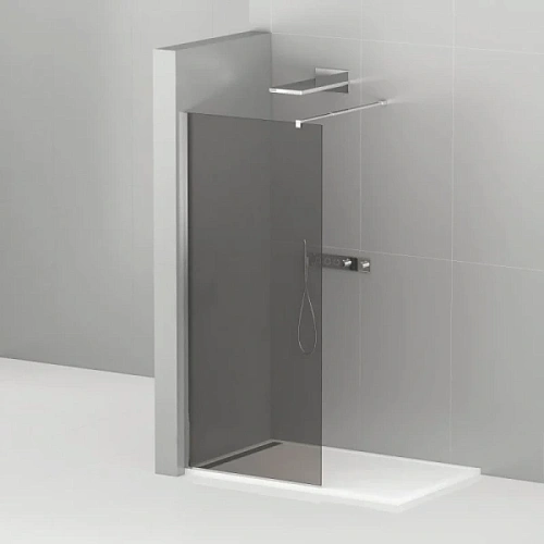 Душевая перегородка Cezares Liberta 90 см профиль хром стекло графит - фото 5